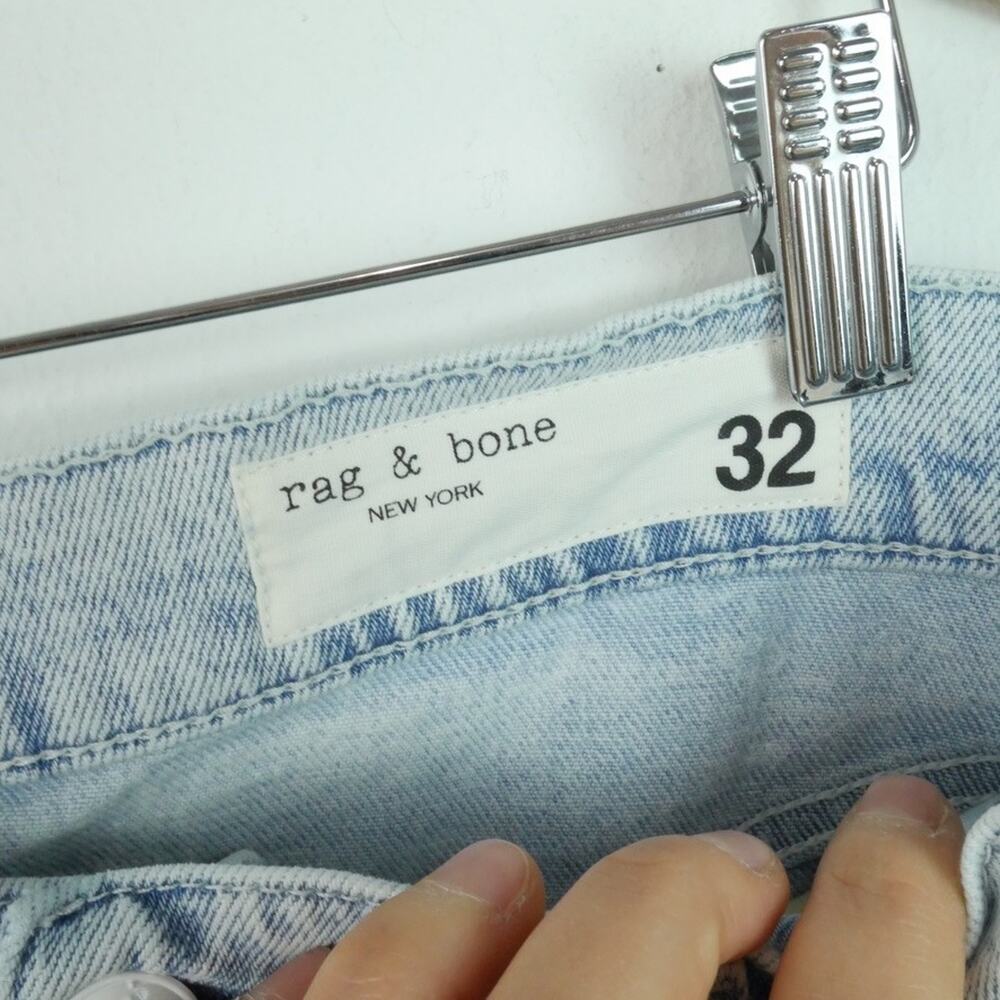 Rag & Bone Harlow Mid Rise Straight Jeans Size 32 Light Wash Raw Hem Raquel - Picture 8 of 12